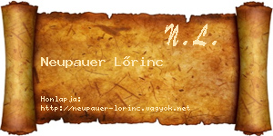 Neupauer Lőrinc névjegykártya